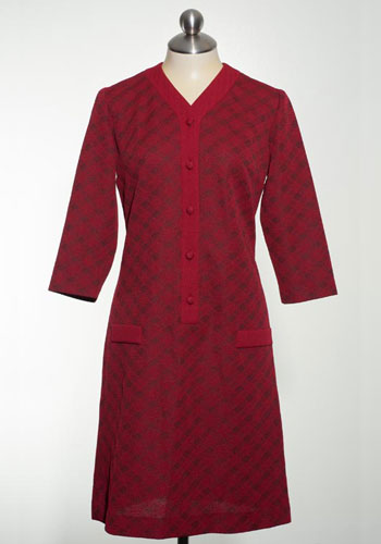 Fashion of Goodwill - From Dusting to Desks Vintage Red tan Jay Dress Popover 