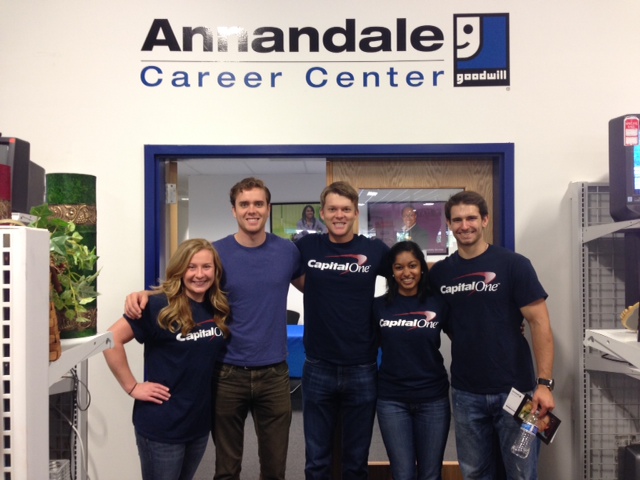 Capital One volunteering at Annandale Plaza.